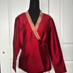Anthropologie, Vintage 100% Silk Wrap Blouse, Kimono-Style, Pre-Owned